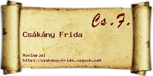 Csákány Frida névjegykártya